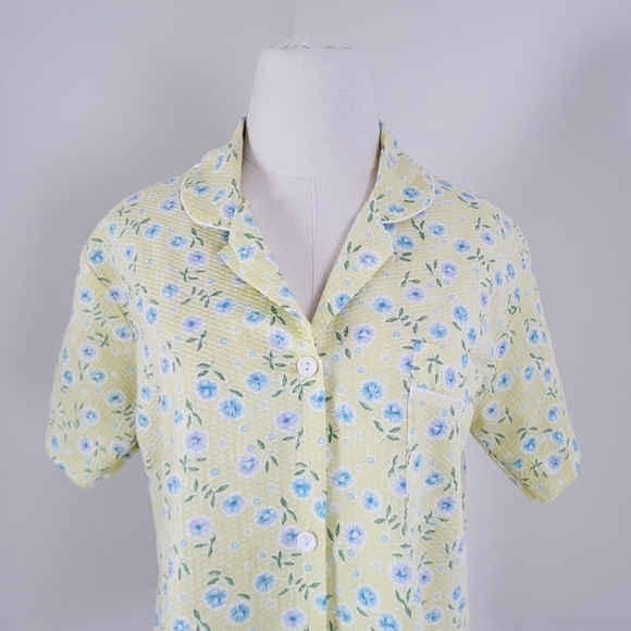 *Free With Purchase* 90s waffle t-shirt pyjama blouse pj's button down - Picture 9 of 13